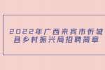 2022年广西来宾市忻城县乡村振兴局招聘简章
