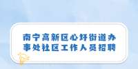 南宁高新区心圩街道办事处社区工作人员招聘